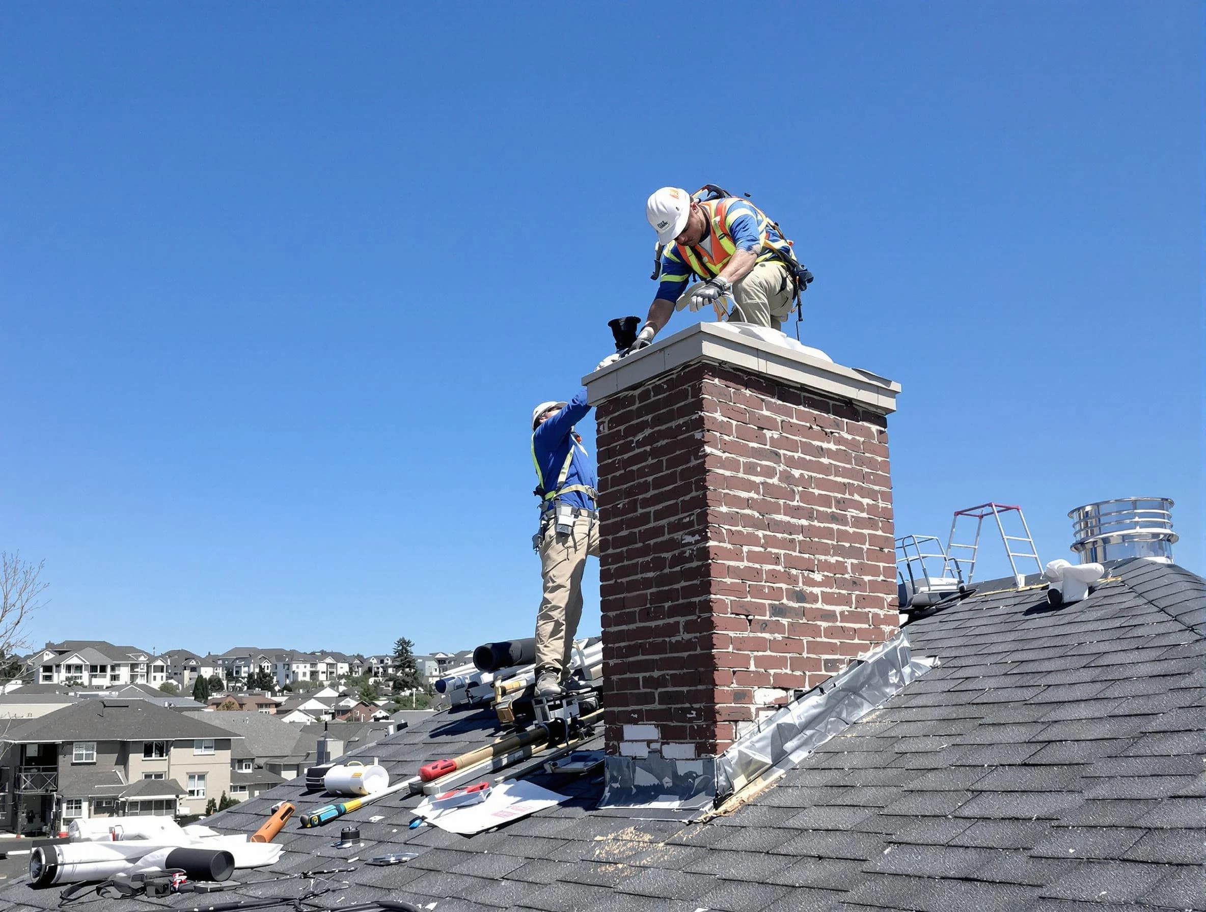 East Basin Chimney Sweep repairing a chimney crown in East Basin, UT