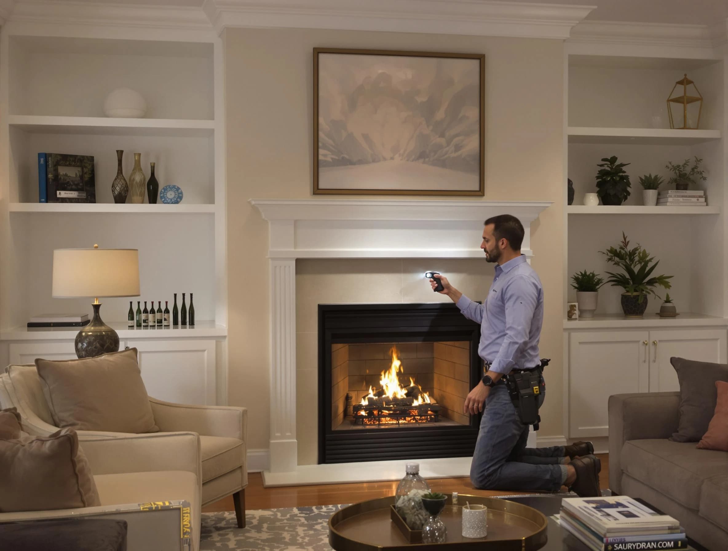 East Basin Chimney Sweep conducting a fireplace safety inspection in East Basin, UT