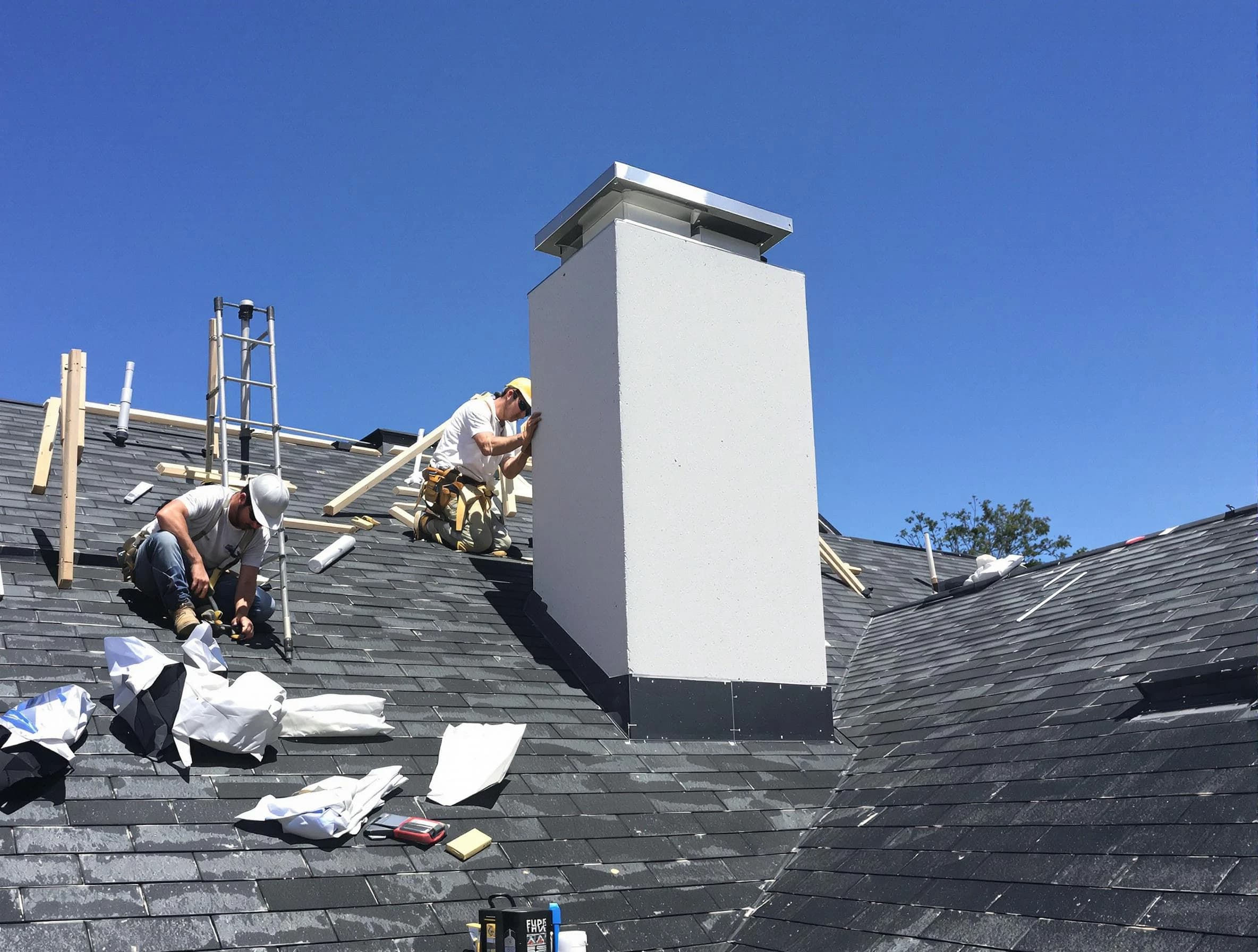East Basin Chimney Sweep crew installing a new chimney in East Basin, UT
