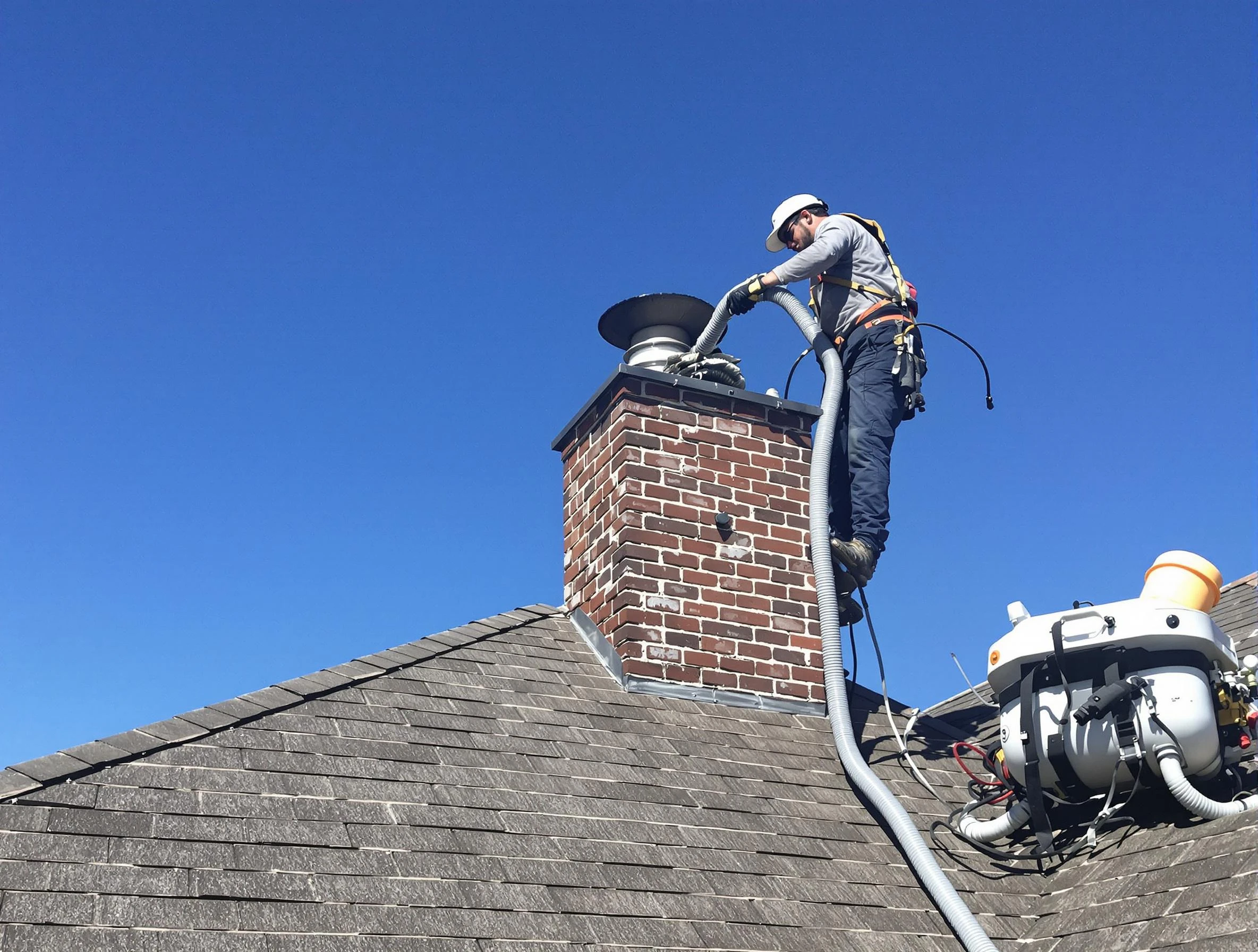 Dedicated East Basin Chimney Sweep team member cleaning a chimney in East Basin, UT