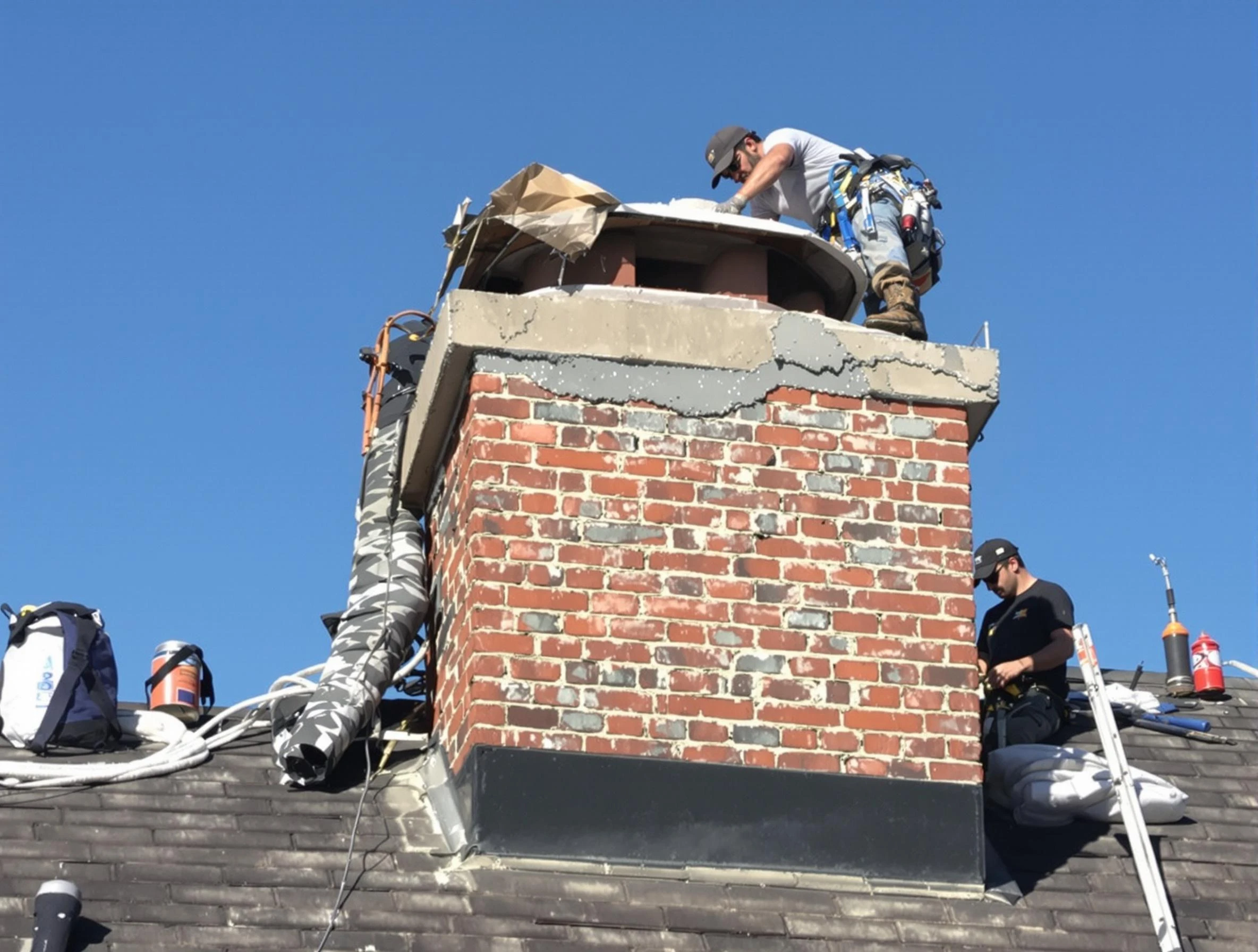 East Basin Chimney Sweep installing a custom chimney crown in East Basin, UT